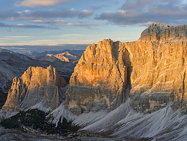 The Fanes Mountains in the Dolomites.   The Dolomites are listed as UNESCO World heritage. europe, central europe, italy,  october