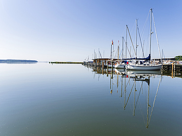 The Marina in  Krummin at the shore of the Krumminer Wieck on the island of  Usedom. Europe,Germany, Mecklenburg-Western Pomerania, Usedom, June