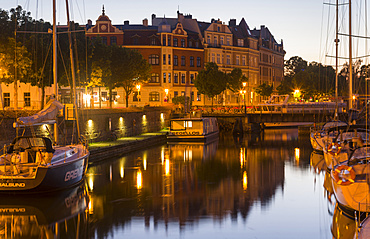 The marina at the Strelasund. The Hanseatic City Stralsund. The old town is listed as UNESCO World Heritage. Europe, Germany, West-Pomerania, June