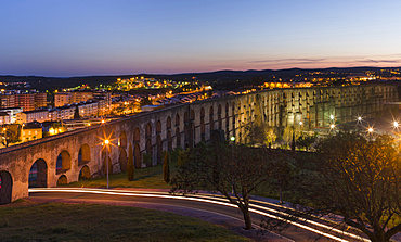 Aqueduto da Amoreira, the aqueduct dating back to the 16th and 17th century.  Elvas in the Alentejo close to the spanish border. Elvas is listed as UNESCO world heritage. Europe, Southern Europe, Portugal, March