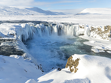 Godafoss one of the iconic waterfalls of Iceland during winter. europe, northern europe, iceland,  March