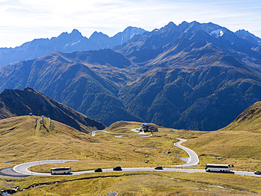 The Grossglockner High Alpine Road is mainly used by tourists and one of the major attractions of the Austrian Alps. ascent to Hochjoch. Europe, Central Europe, Austria, September