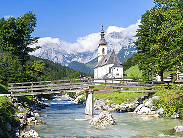 The parish church of Ramsau  in Bavaria. Europe, Central Europe, Germany, Bavaria, August