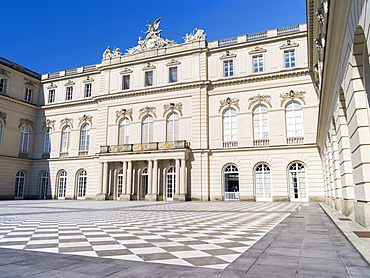 Herrenchiemsee Palace, located on an island in lake Chiemsee, upper bavaria. The eastern facade called Hoffassade, Europe, central europe, germany, bavaria