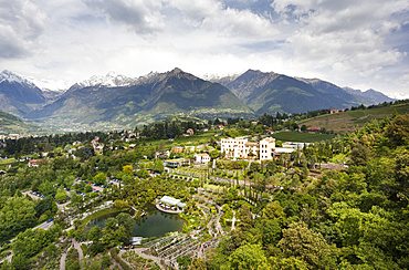 The gardens of Schloss Trauttmansdorff. they are considered to be among the finest gardens or botanical gardens in Italy and europe. They are one of the top tourist attractions around Merano and South Tyrol. Europe, Central Europe, Eastern Alps, South Tyrol, Italy