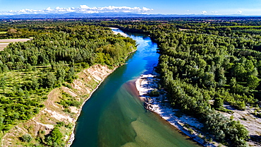 Aerial view of Ticino Nature Park, Bereguardo, Lombardy, Italy, Europe (Drone)