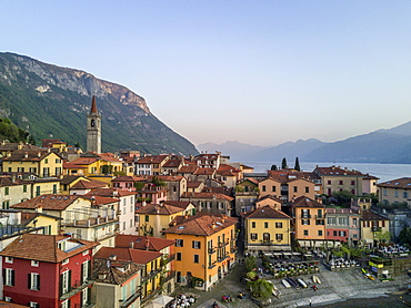 Aerial view of Varenna, and Como Lake, Lombardy, Italy, Europe (Drone)