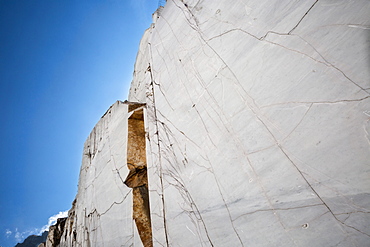 Carrara, Marble Quarries, Carrara marble is a type of white or blue-grey marble of high quality, popular for use in sculpture and building decor, Tuscany, Italy, Europe