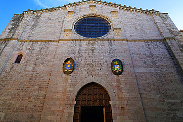 The fourteenth century façade of the Cathedral dedicated to the saints Giacomo and Mariano Gubbio, Umbria, Italy, Europe