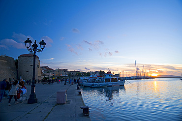 Sunset over the Harbor, Alghero, Sardinia, Italy, Europe