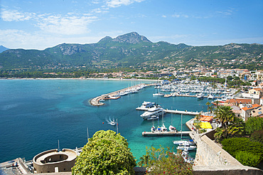 Overview of the Port of Calvì, Corsica, France, Europe