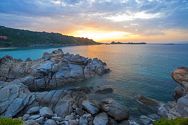 Sunset on the beach of Rena Bianca beach, Santa Teresa di Gallura, Sardinia, Italy, Europe