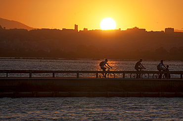 Sunset, Cagliari, View from Saline of Quartu SantElena, Sardinia, Italy, Europe