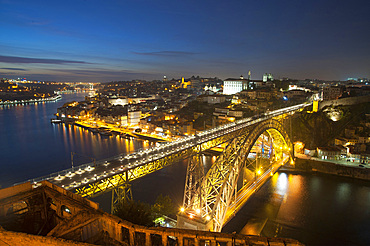 Bridge Ponte Dom Louis I, City Porto (Oporto) at Rio Douro. The old town is listed as UNESCO world heritage. Portugal, Europe