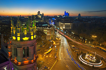 Cityscape, View from Palacio de Comunicaciones, Calle de Alcalà, Madrid, Spain, Europe