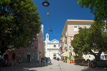 Piazza della Repubblica and Church of San Carlo Borromeo, Carloforte, San Pietro Island, Sardinia, Italy, Europe