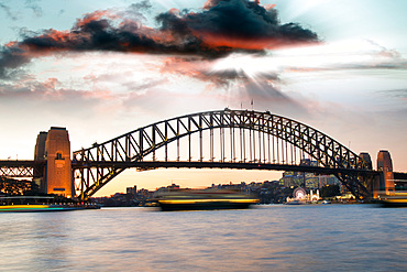 Sydney Harbor Bridge at night, Australia.