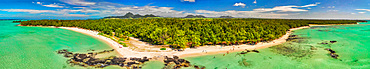 Ile Aux Cerfs, Mauritius. Aerial view of beautiful coastline.