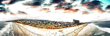 La Jolla Palisades Park aerial panorama at sunset, San Diego, CA.