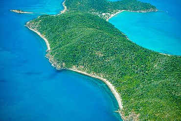 Aerial view of beautiful island coastline.