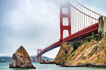 San Francisco. Golden Gate Bridge on a foggy summer morning.