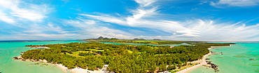 Ile Aux Cerfs, Mauritius. Aerial view of beautiful coastline.