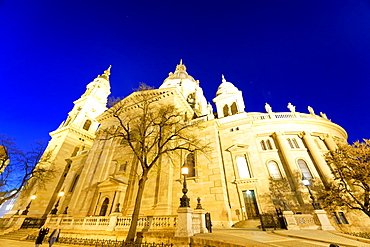 St Stephen Cathedral at night in Budapest.