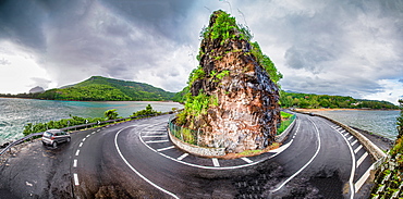 Panoramic aerial view of Maconde viewpoint in Mauritius.