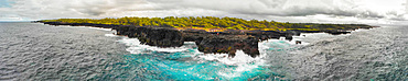 Panoramic aerial view of Pont Naturel in Mauritius. This is a natural bridge over the water.