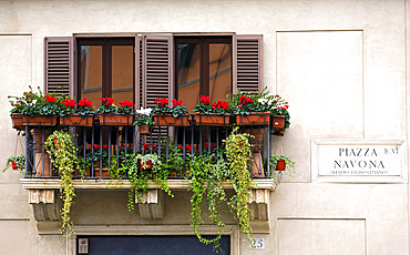 Typical balcony, Rome, Lazio, Italy, Europe