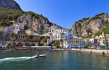 Amalfi harbour, Amalfi, Salerno, Campania, Italy, Europe