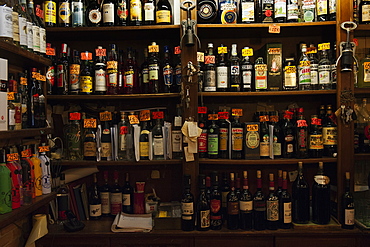 Internal view of a typical venetian osteria (Bacaro) called "Al Botegon", Cantine del Vino Già Schiavi, where are usually served the "cicchetti", small side dishes, Venice, Veneto, Italy, Europe