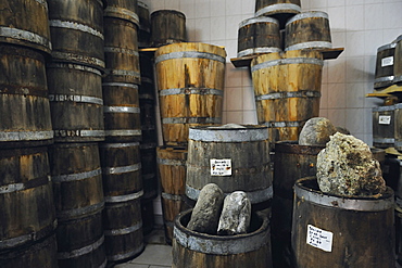 Preparation of anchovy sauce called Colatura di alici, a fish sauce for pasta typical of Cetara village, Amalfi Coast, Campania, Italy, Europe