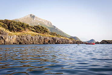 The rocky coast near the Black Beach of Maratea, Basilicata, Italy, Europe