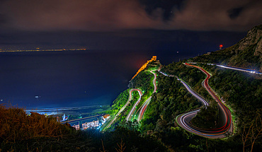 Night shot from Forza D'AgrÚ Messina, Sicily, Messina, Europe, Italy