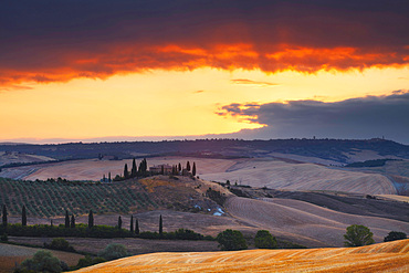 Sunrise on Podere Belvedere; Tuscany, Italy, Europe