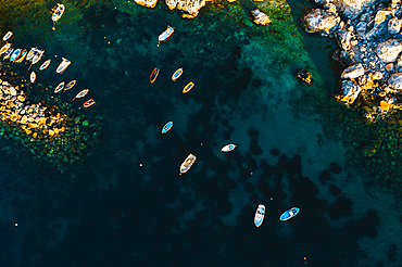 Aerial view of a rocky sea coast, Italy, Europe