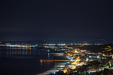 Night view from the Belvedere of Porta Palazzo in Marina di Vasto, Abruzzo, Italy, Europe