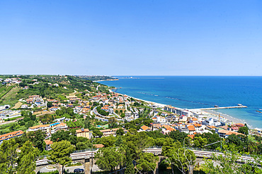 View from the Belvedere Marconi of San Vito Chietino, San Vito Marina beach, Abruzzo, Italy, Europe