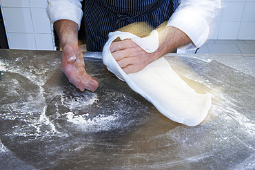 The preparation of a classic Margherita pizza, Italy, Step 0