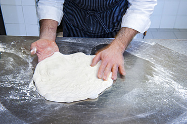 The preparation of a classic Margherita pizza, Italy, Step 0