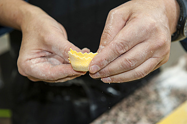 Hand-made fresh pasta tortelli, Italy, Europe