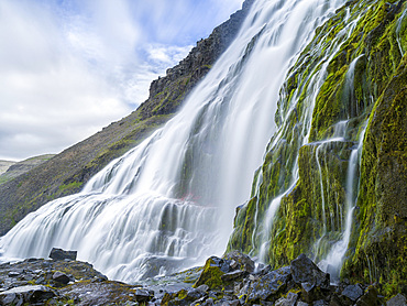 Waterfall Dynjandi, an icon of the Westfjords. The remote Westfjords (Vestfirdir) in north west Iceland. Europe, Scandinavia, Iceland