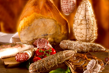 Salami, ham, culatello, zucco di Modena and bacon, Italy