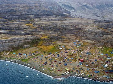 Qaarsut village on the Nuassuaq Peninsula. America, North America, Greenland, Denmark