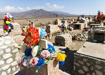 Traditional cemetery. Small town Cachi in the region Valles Calchaquies, province Salta. South America, Argentina, November