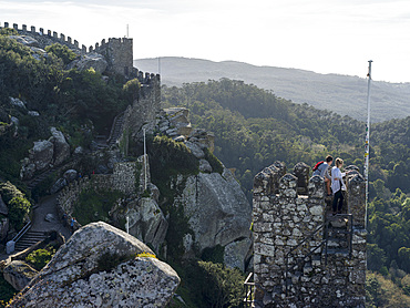 Castelo dos Mouros, the Moors Castle, in Sintra near Lisbon, part of the UNESCO World Heritage. Europe, Southern Europe, Portugal