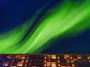 Northern lights over Nuuk. Nuuk the capital of Greenland during late autumn. America, North America, Greenland, danish terriotory