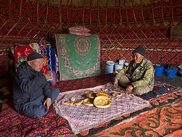 The yurt of a local herder. The Alaj valley in the Pamir Mountains, Asia, Central Asia, Kyrgyzstan