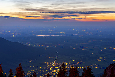 Sunset over the Chiemgau near Aschau in upper bavaria. Europe, Germany, Bavaria